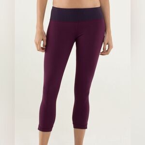 Lululemon Journey Crop Leggings Plum / Hyper Stripe Plum (4)